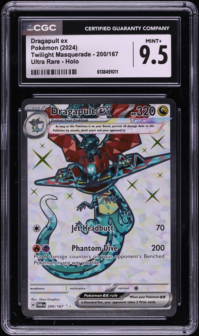 2024 Pokemon Scarlet & Violet Twilight Masquerade Full Art Dragapult ex #200 CGC 9.5 MINT+