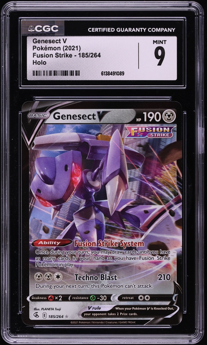 2021 Pokemon Sword & Shield Fusion Strike Alt Art Genesect V #185 CGC 9 MINT
