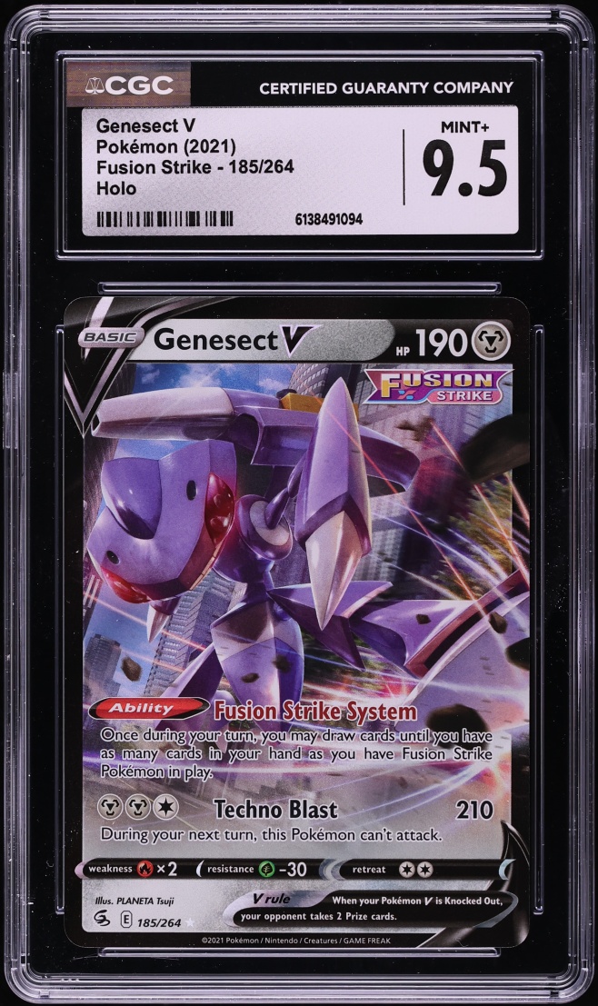 2021 Pokemon Sword & Shield Fusion Strike Alt Art Genesect V #185 CGC 9.5 MINT+