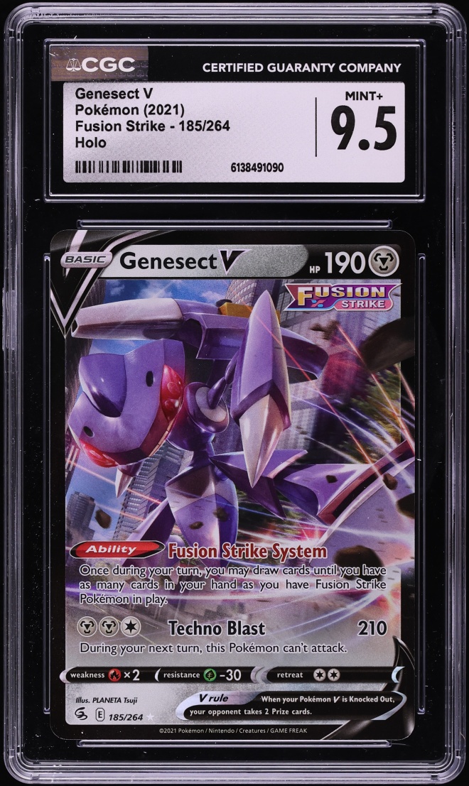 2021 Pokemon Sword & Shield Fusion Strike Alt Art Genesect V #185 CGC 9.5 MINT+