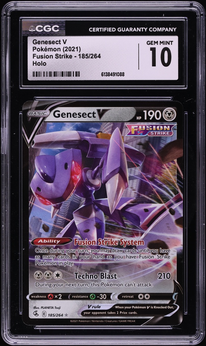 2021 Pokemon Sword & Shield Fusion Strike Alt Art Genesect V #185 CGC 10 GEM MINT