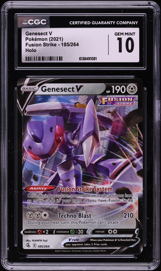 2021 Pokemon Sword & Shield Fusion Strike Alt Art Genesect V #185 CGC 10 GEM MINT
