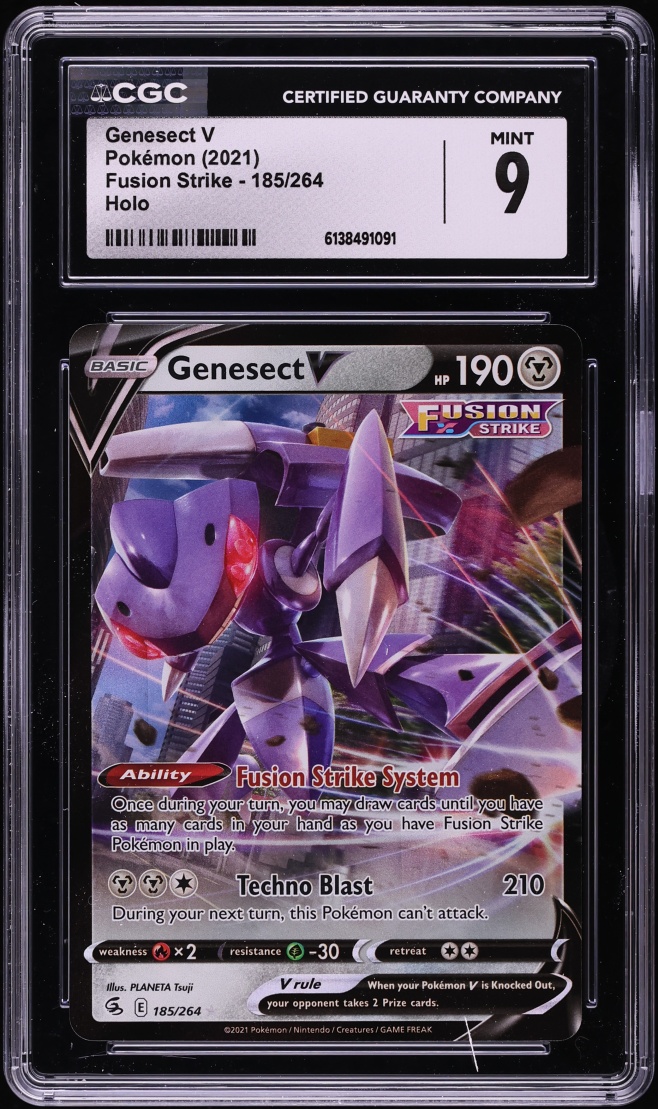 2021 Pokemon Sword & Shield Fusion Strike Alt Art Genesect V #185 CGC 9 MINT