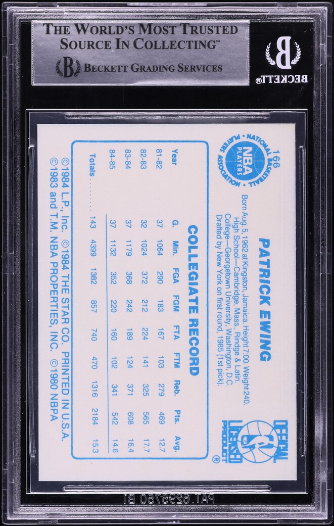 1985 Star Basketball Patrick Ewing ROOKIE #166 BGS 9 MINT