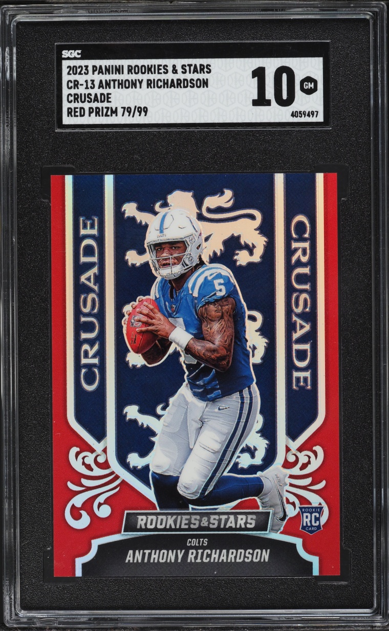 2023 Panini Rookies & Stars Crusade Red Prizm Anthony Richardson ROOKIE /99 #CR-13 SGC 10 GEM