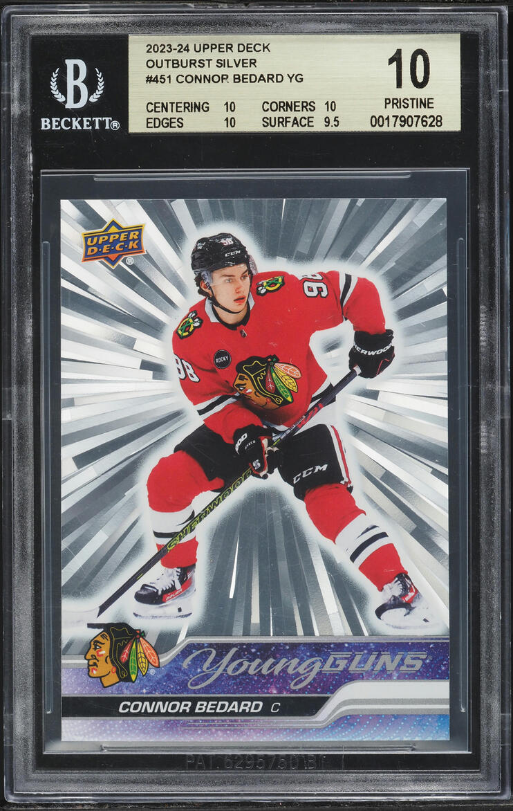 2023 Upper Deck Young Guns Outburst Silver Connor Bedard ROOKIE #451 BGS 10 PRISTINE
