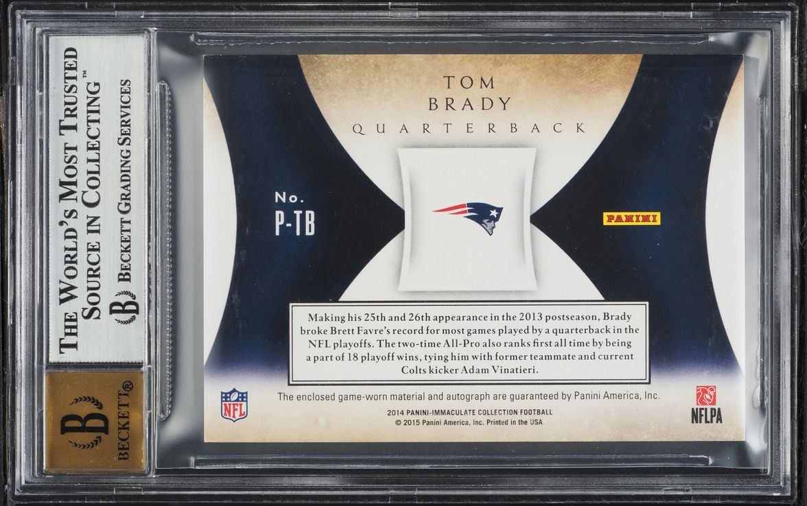 2014 Immaculate Collection Premium Tom Brady PATCH AUTO /49 #P-TB BGS 9 MINT