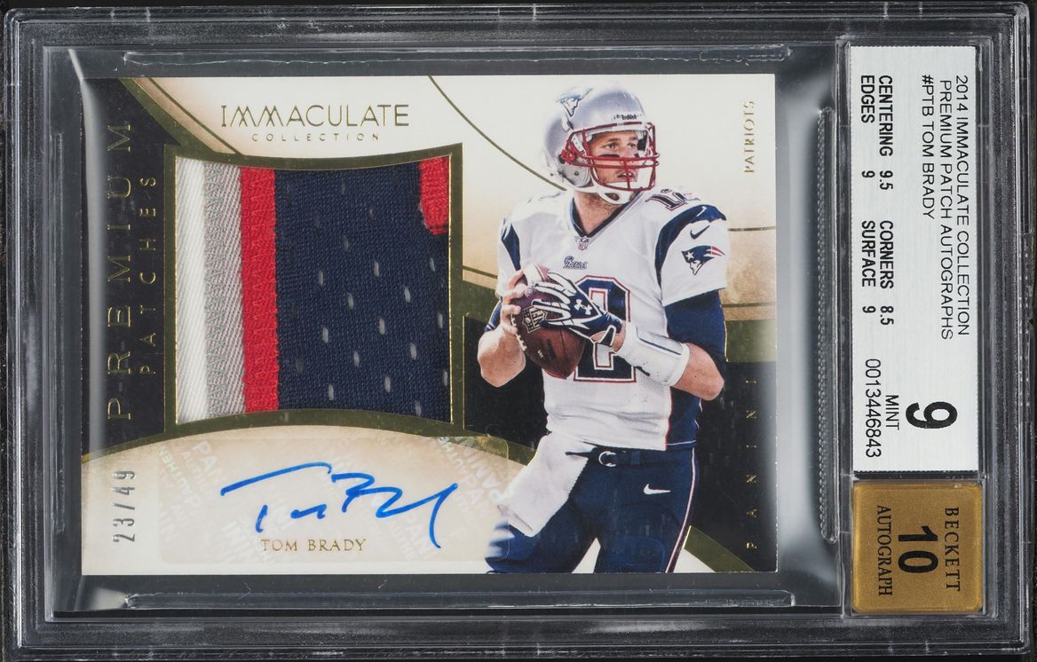 2014 Immaculate Collection Premium Tom Brady PATCH AUTO /49 #P-TB BGS 9 MINT