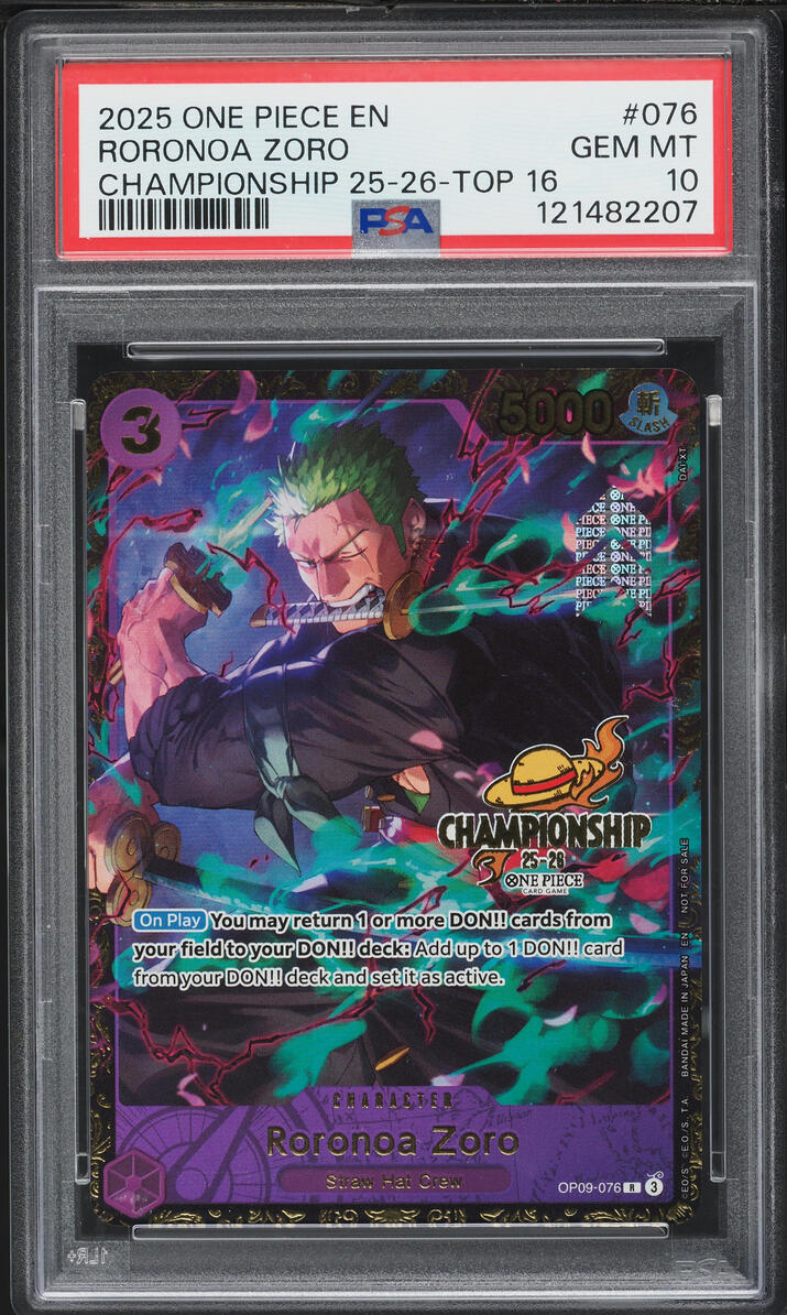 2025 One Piece Promo Championship Top 16 Roronoa Zoro #OP09-076 PSA 10 GEM MINT
