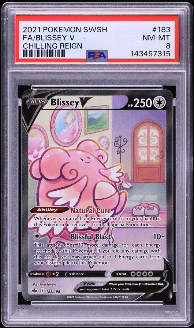 2021 Pokemon Sword & Shield Chilling Reign Alt Art Blissey V #183 PSA 8 NM-MT