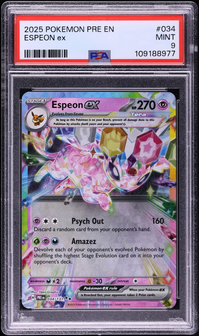 2025 Pokemon Scarlet & Violet Prismatic Evolutions Holo Espeon ex #34 PSA 9 MINT