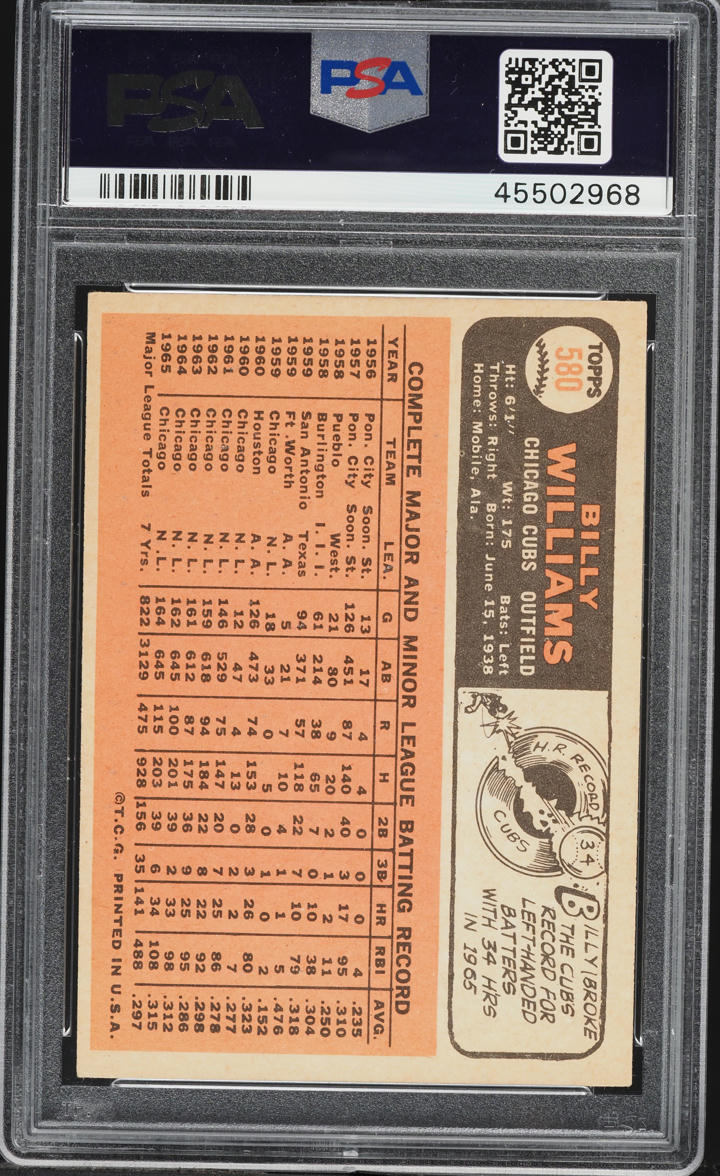 1966 Topps Billy Williams #580 PSA 5 EX