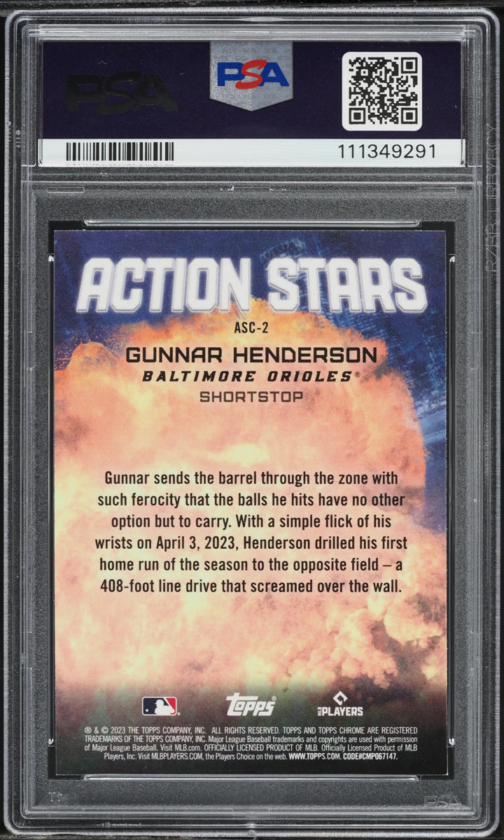 2023 Topps Chrome Update Action Stars Gunnar Henderson ROOKIE #ASC-2 PSA 9 MINT