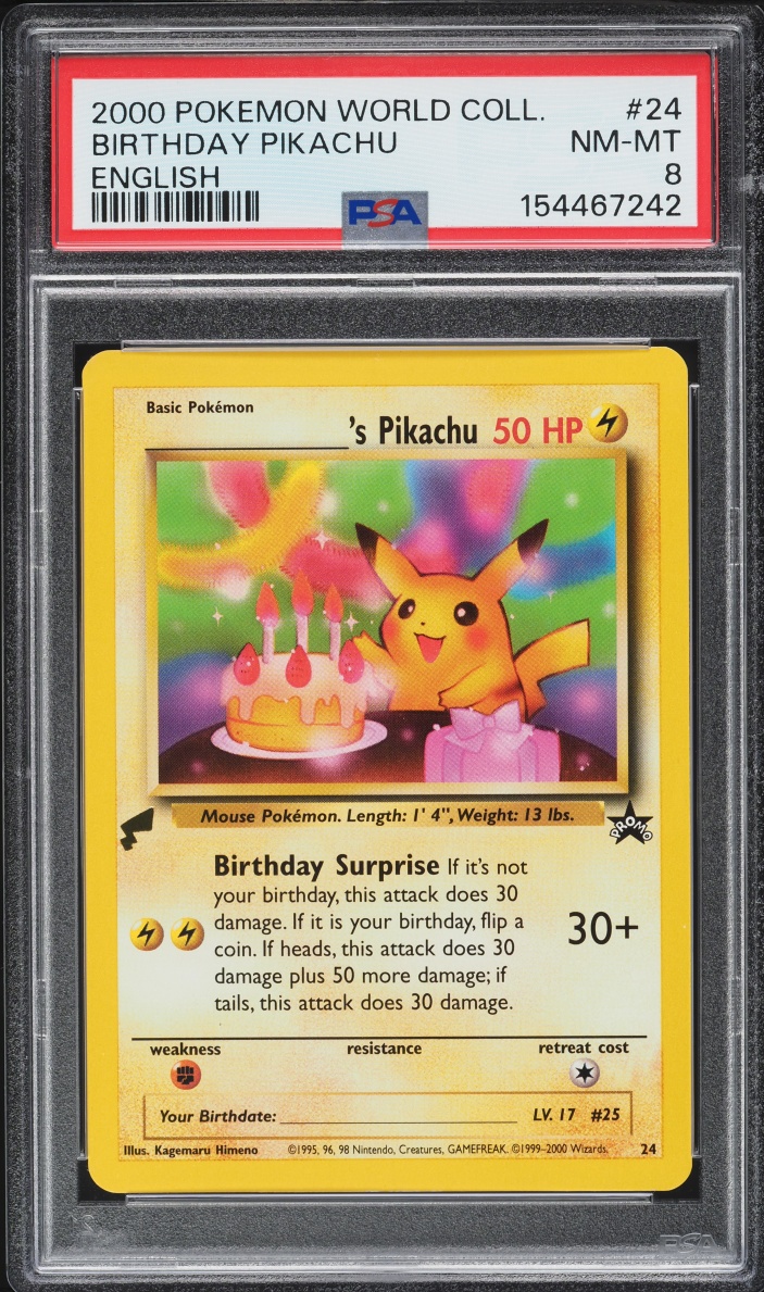2000 Pokemon World Collection Birthday Pikachu #24 PSA 8 NM-MT