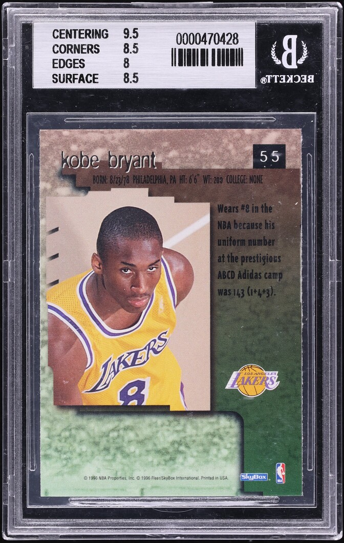 1996 Skybox Premium Kobe Bryant ROOKIE #55 BGS 8.5 NM-MT+