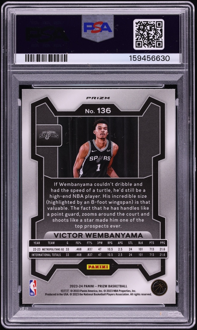 2023 Panini Prizm Silver Victor Wembanyama ROOKIE #136 PSA 10 GEM MINT