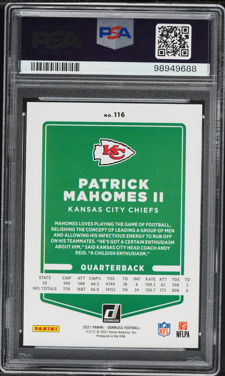 2021 Donruss Variation Press Proof Blue Patrick Mahomes II #116 PSA 6 EXMT