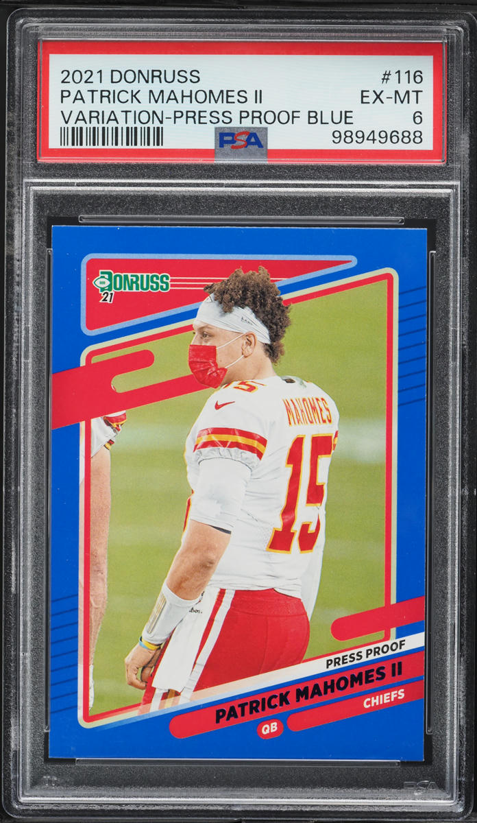 2021 Donruss Variation Press Proof Blue Patrick Mahomes II #116 PSA 6 EXMT