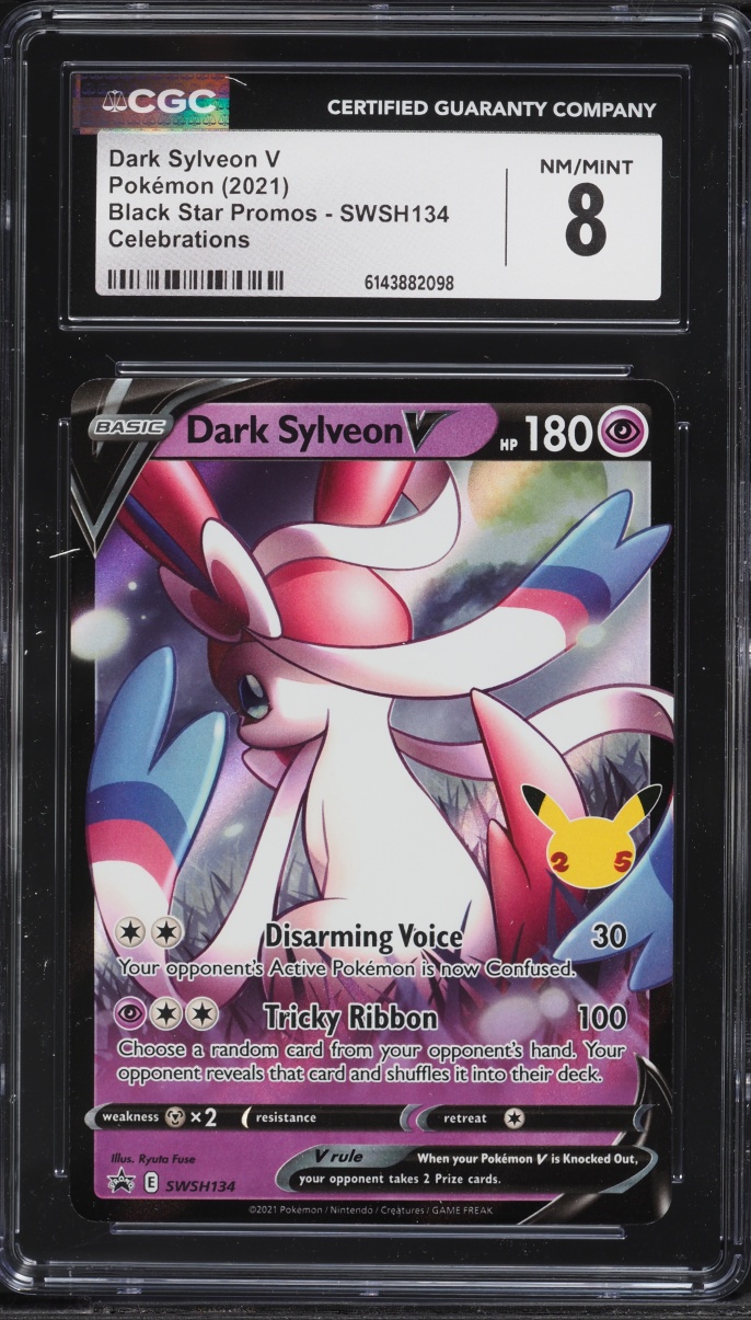 2021 Pokemon Sword & Shield Promo Celebrations Dark Sylveon V #SWSH134 CGC 8 NM-MT