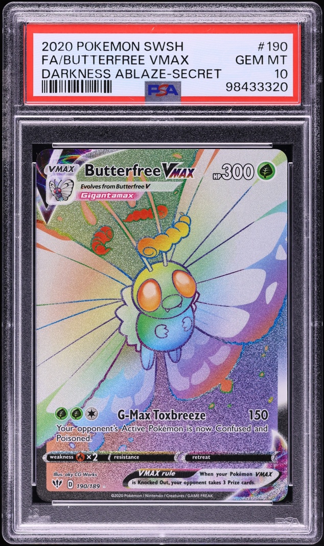 2020 Pokemon Sword & Shield Darkness Ablaze Rainbow Rare Butterfree VMAX #190 PSA 10 GEM MINT