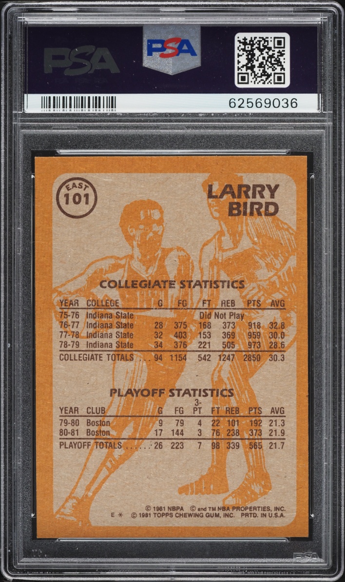 1981 Topps Basketball Larry Bird EAST #101 PSA 9 MINT