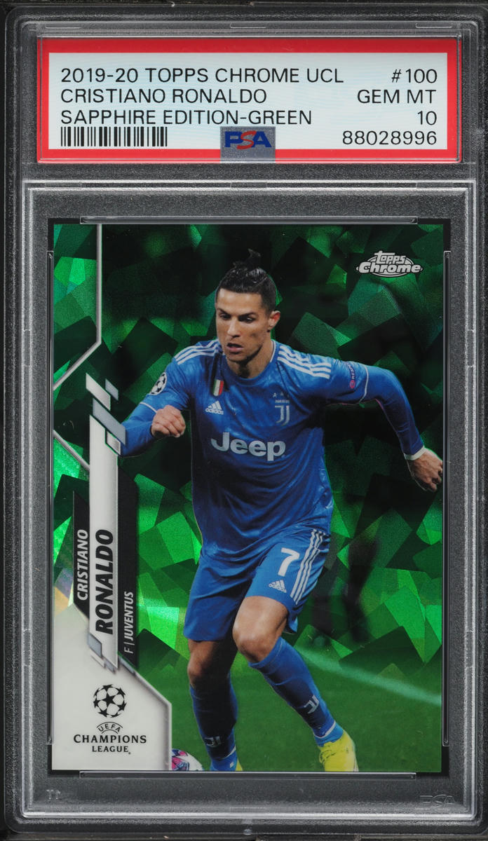 2019 Topps Chrome UEFA Sapphire Green Cristiano Ronaldo /75 #100 PSA 10 GEM MINT