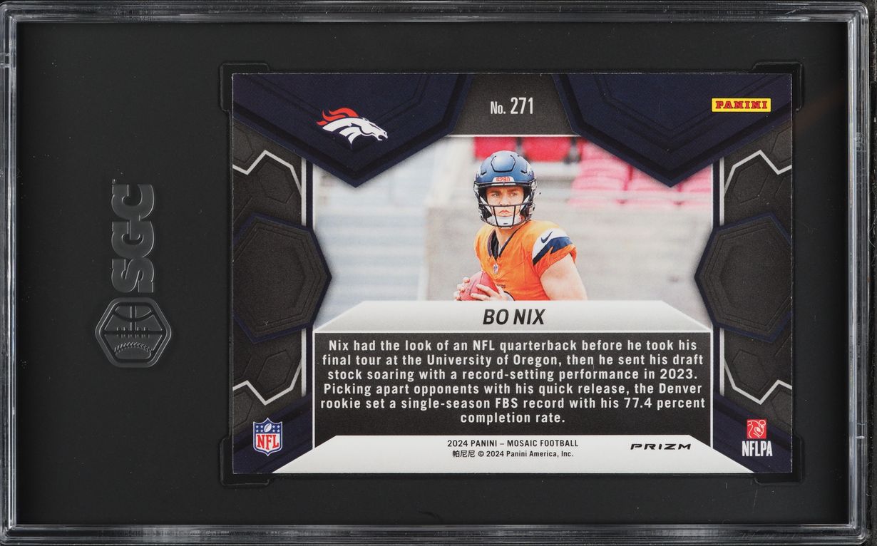 2024 Panini Mosaic Silver Prizm Bo Nix ROOKIE #271 SGC 9 MINT