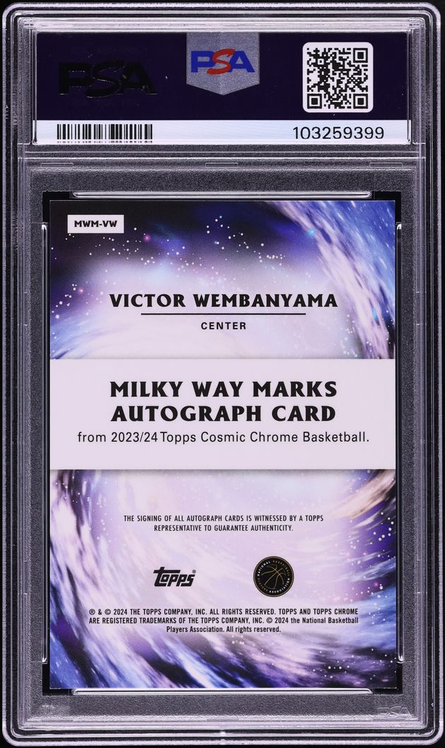 2023 Topps Chrome Cosmic Milky Way Marks Red Flare Victor Wembanyama ROOKIE AUTO DNA 9 /5 PSA 9