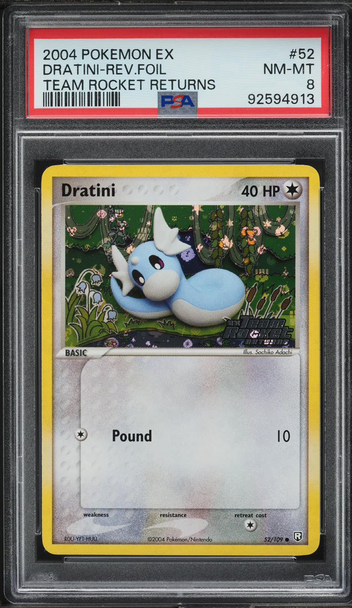 2004 Pokemon EX Team Rocket Returns Reverse Holo Dratini #52 PSA 8 NM-MT