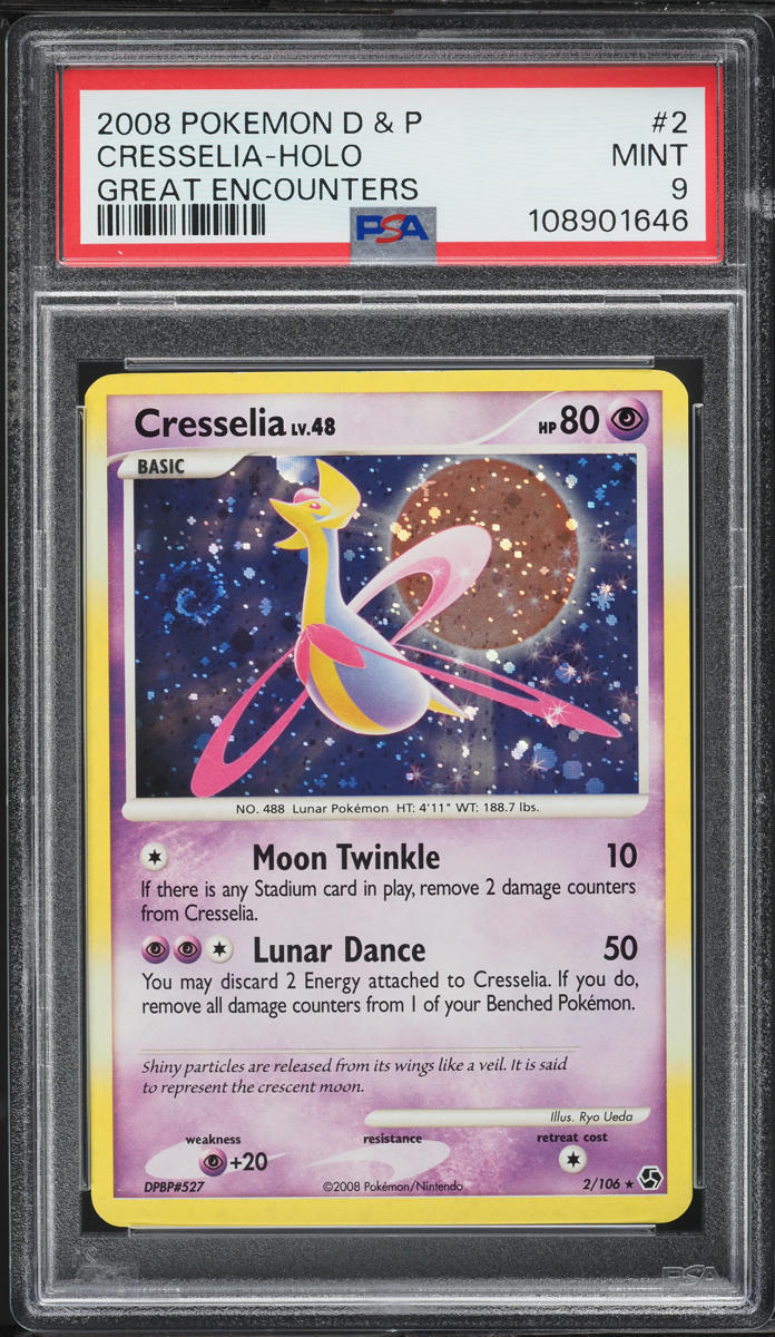 2008 Pokemon Diamond & Pearl Great Encounters Holo Cresselia #2 PSA 9 MINT