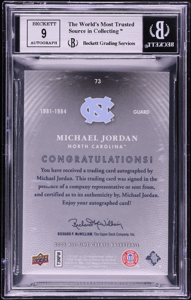 2013 Upper Deck All-Time Greats Michael Jordan AUTO 1/1 #73 BGS 9 MINT