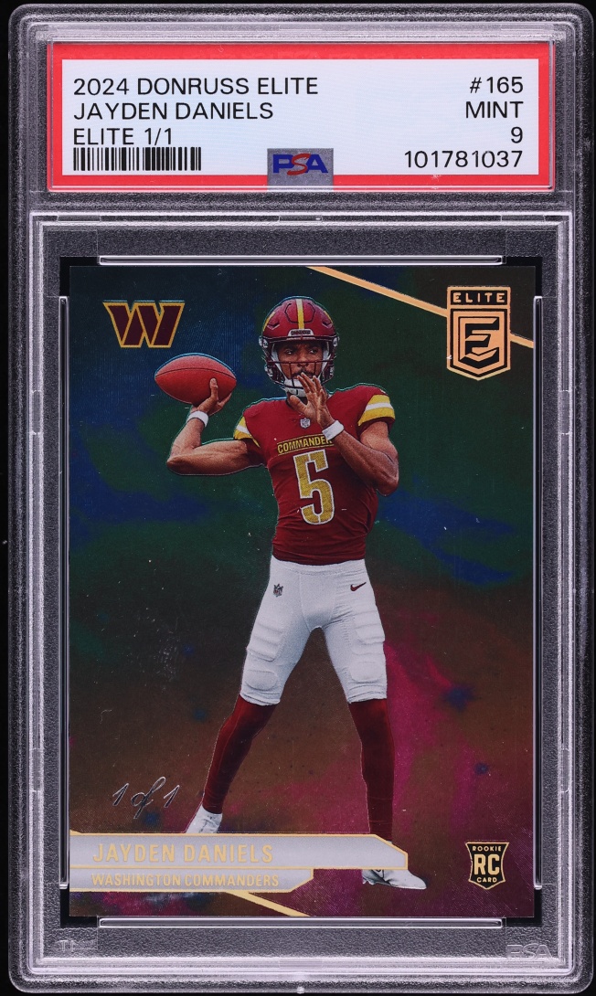 2024 Donruss Elite Jayden Daniels ROOKIE 1/1 #165 PSA 9 MINT - Photo 1