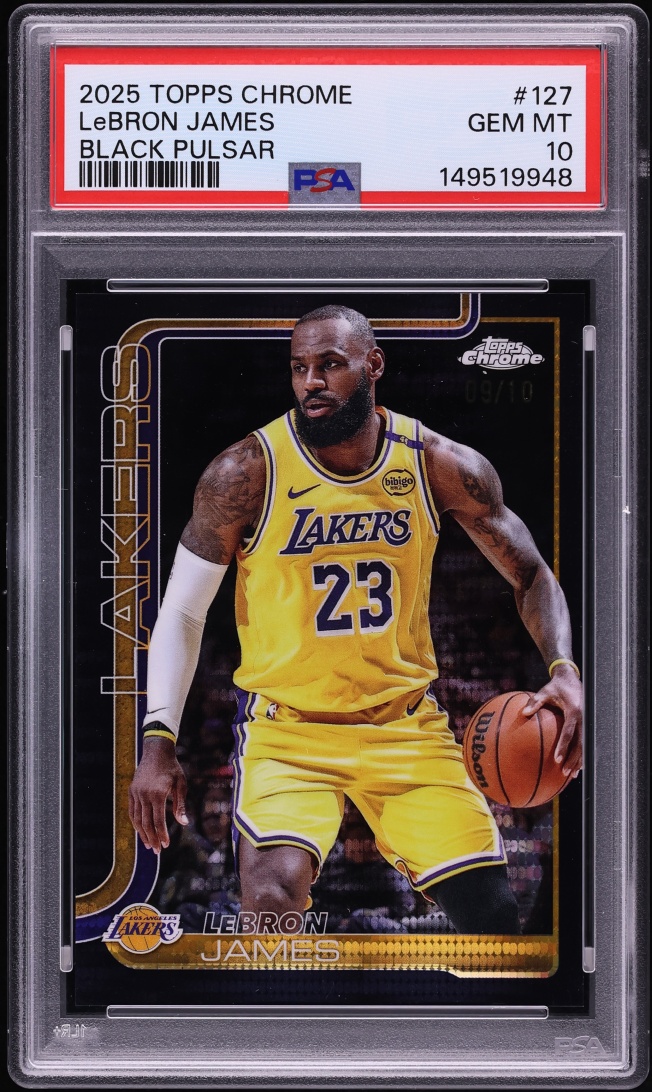 2025 Topps Chrome Black Pulsar LeBron James /10 #127 PSA 10 GEM MINT - Photo 1
