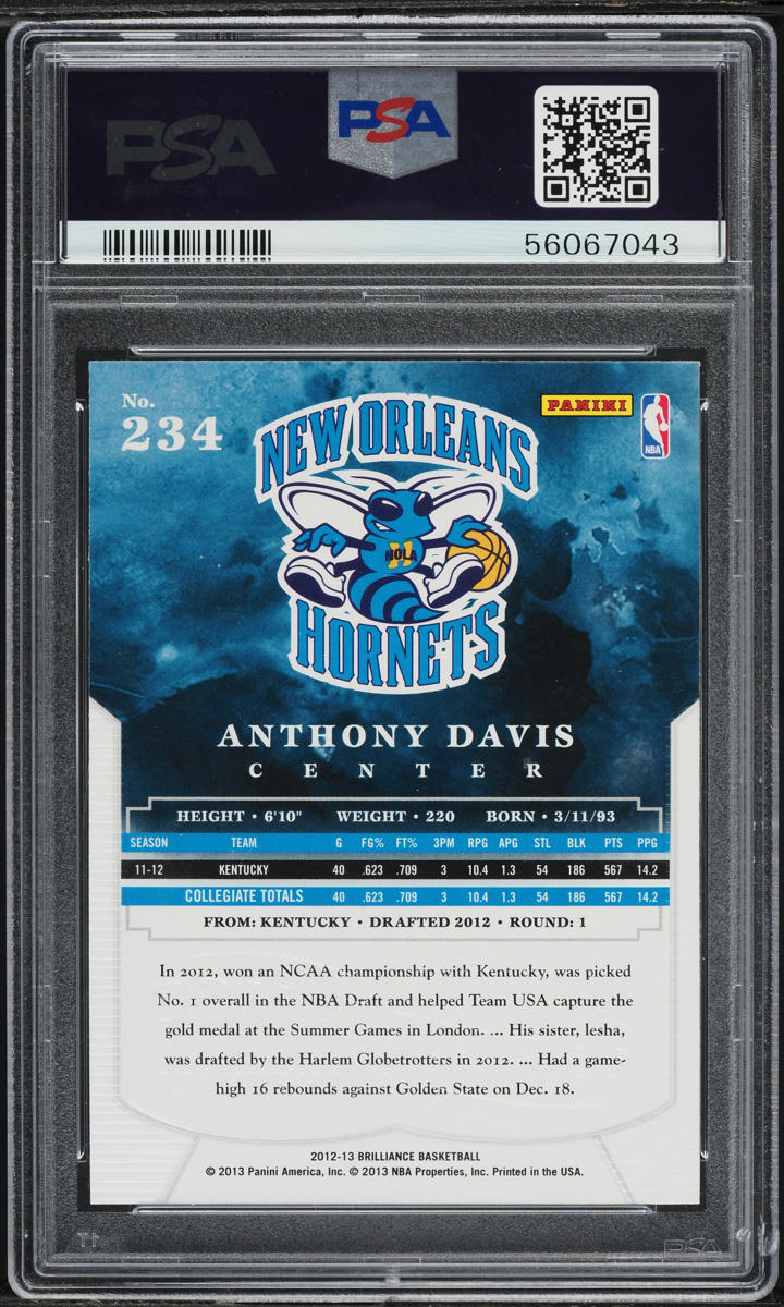 2012 Panini Brilliance Anthony Davis ROOKIE #234 PSA 9 MINT