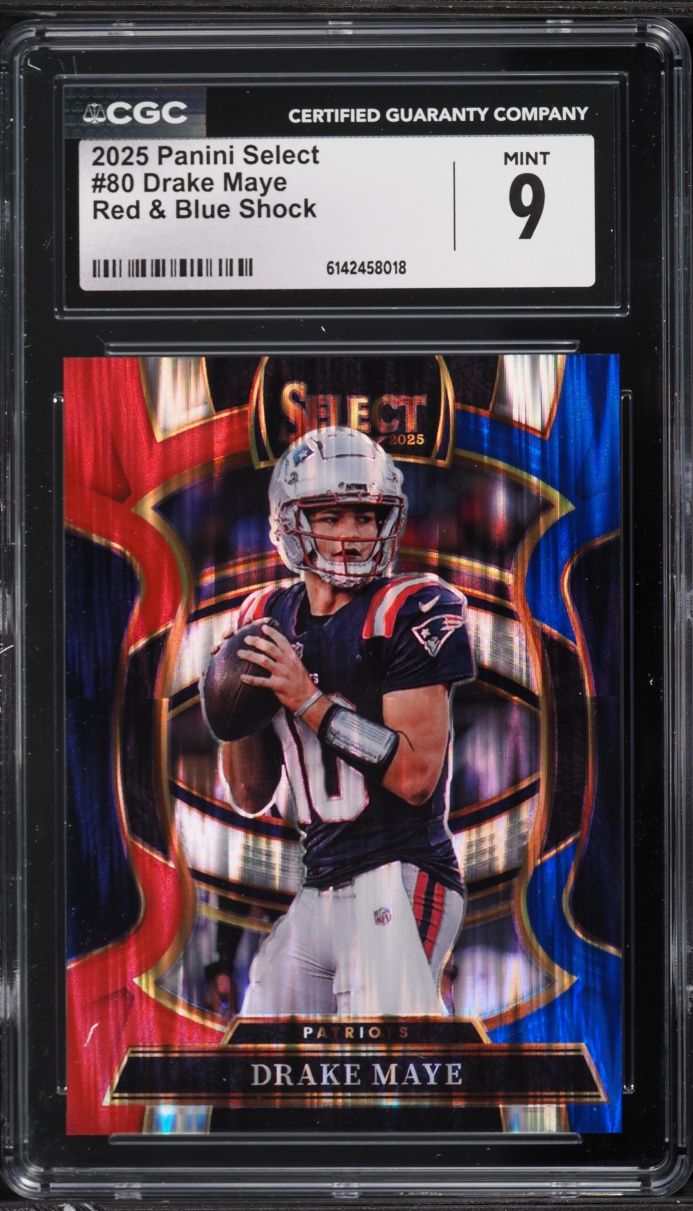 2025 Select Concourse Red & Blue Shock Drake Maye #80 CGC 9 MINT