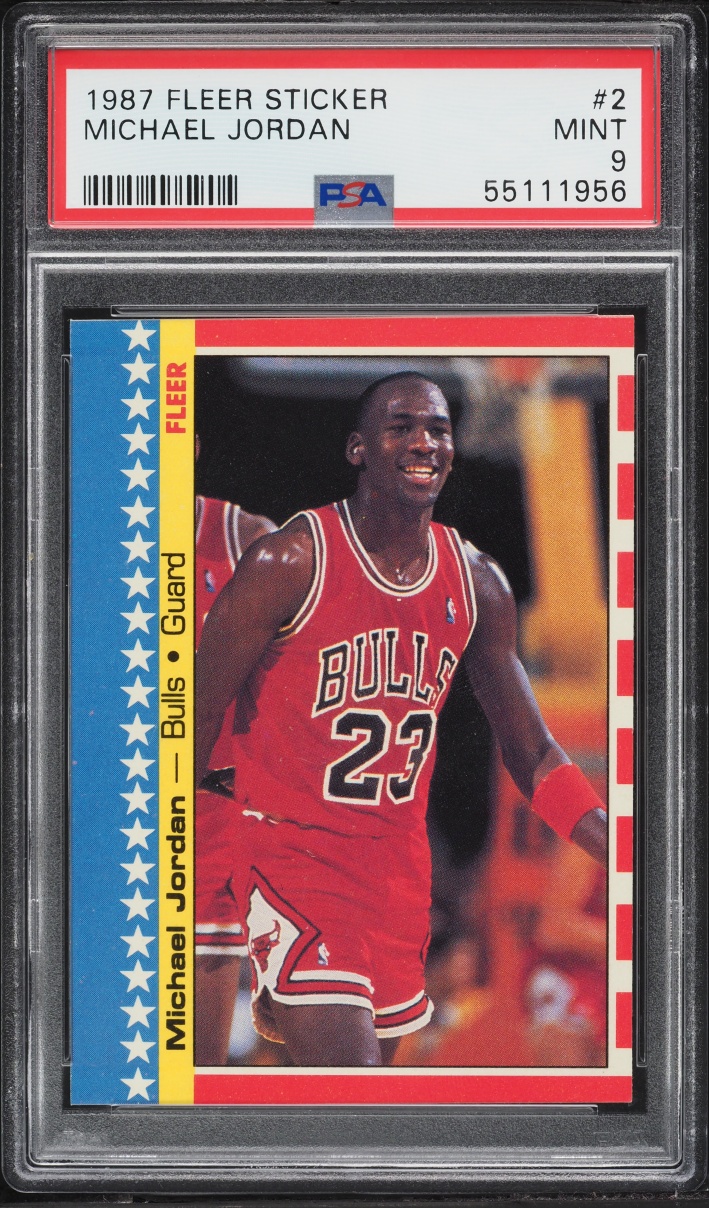 1987 Fleer Sticker Michael Jordan #2 PSA 9 MINT