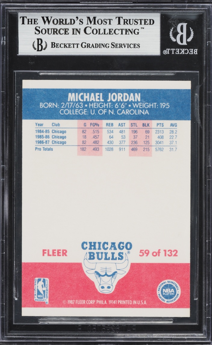 1988 Fleer Basketball Michael Jordan #59 BGS 9 MINT