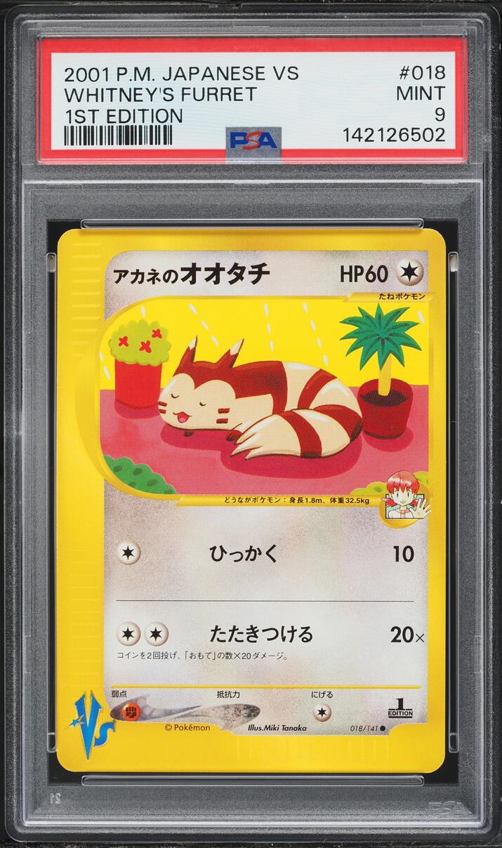 2001 Pokemon Japanese VS 1st Edition Whitney's Furret #18 PSA 9 MINT