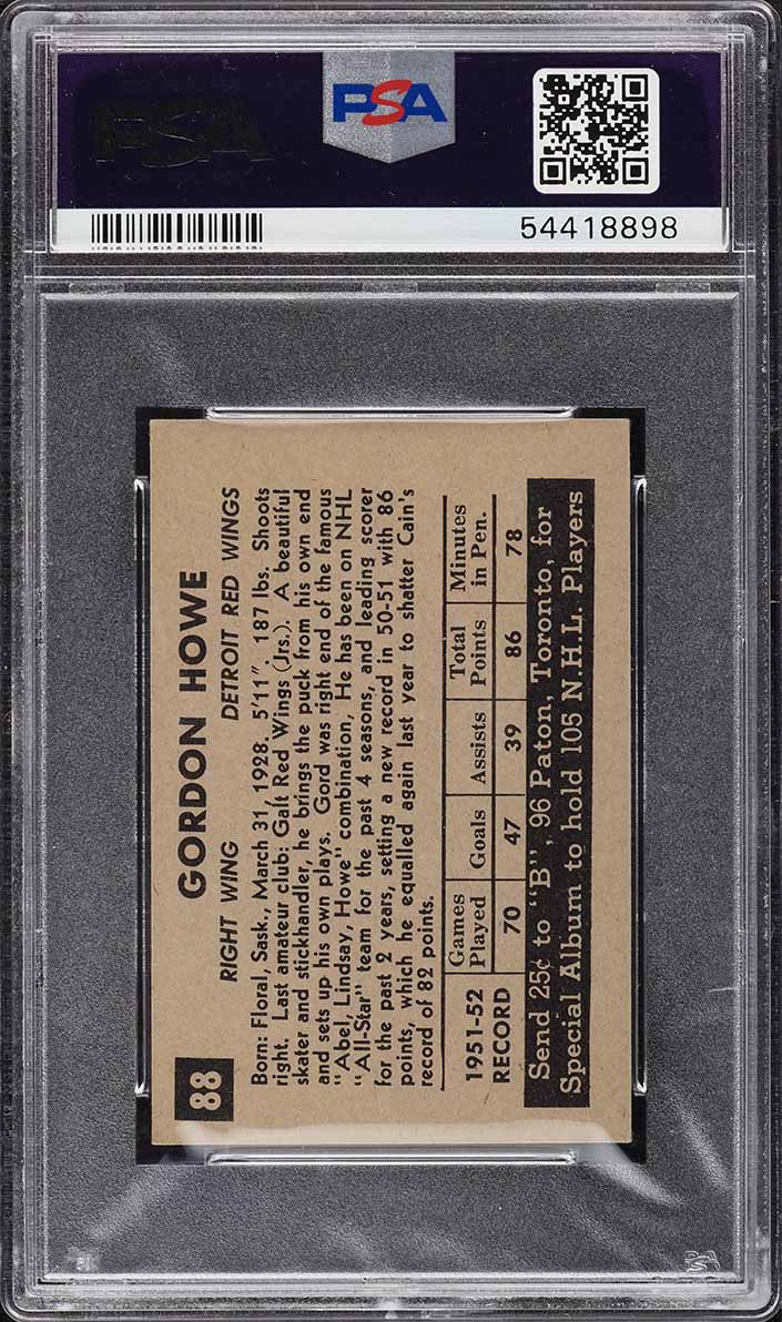 1952 Parkhurst Gordie Howe #88 PSA 5 EX