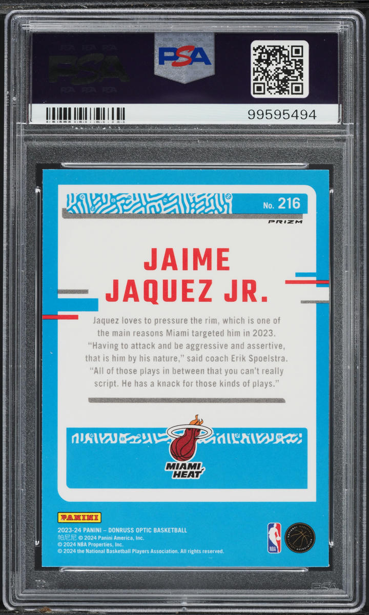 2023 Donruss Optic Purple Jaime Jaquez Jr. ROOKIE #216 PSA 9 MINT