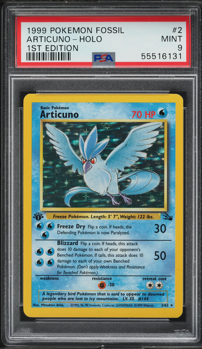 1999 Pokemon Fossil 1st Edition Holo Articuno #2 PSA 9 MINT