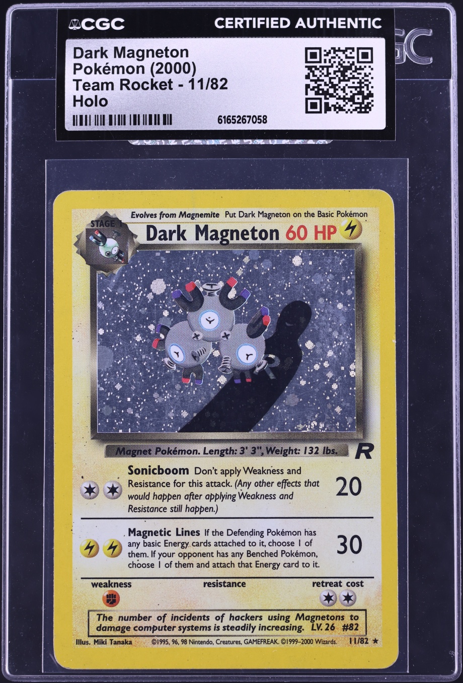 2000 Pokemon Team Rocket Holo Dark Magneton #11 CGC AUTH