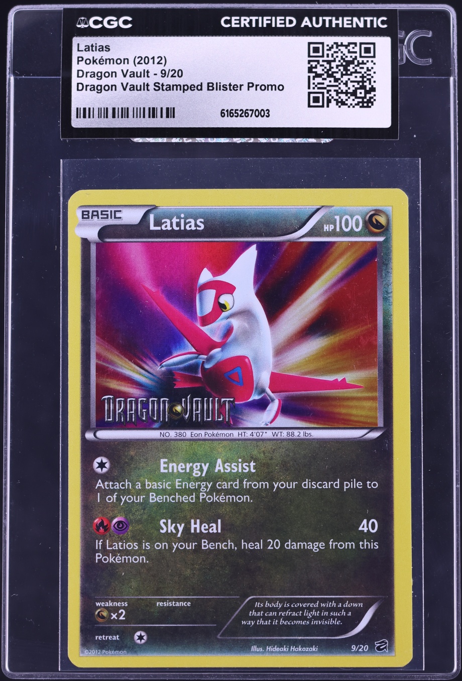 2012 Pokemon Black & White Promo Dragon Vault Latias #9 CGC AUTH