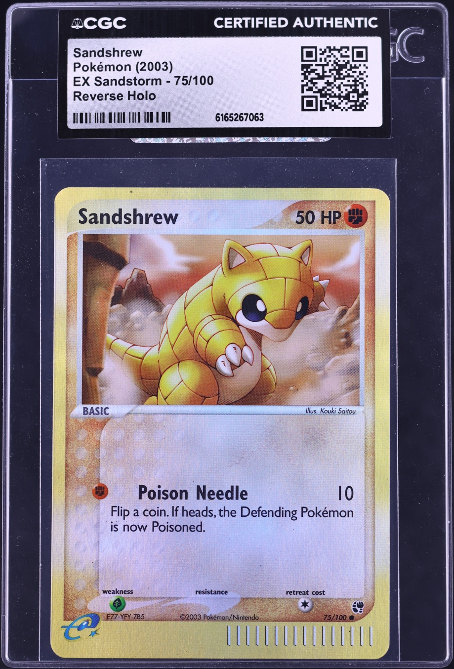 2003 Pokemon EX Sandstorm Reverse Holo Sandshrew #75 CGC AUTH