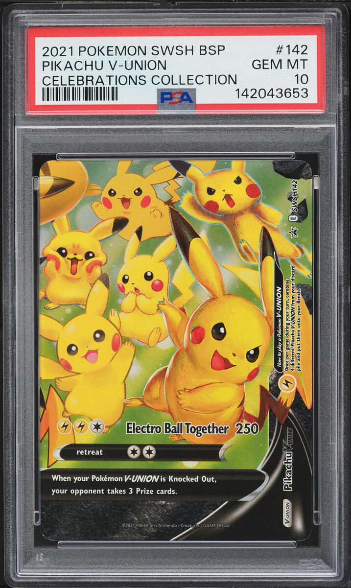 2021 Pokemon Sword & Shield Promo Celebrations Pikachu V-UNION #SWSH142 PSA 10 GEM MINT