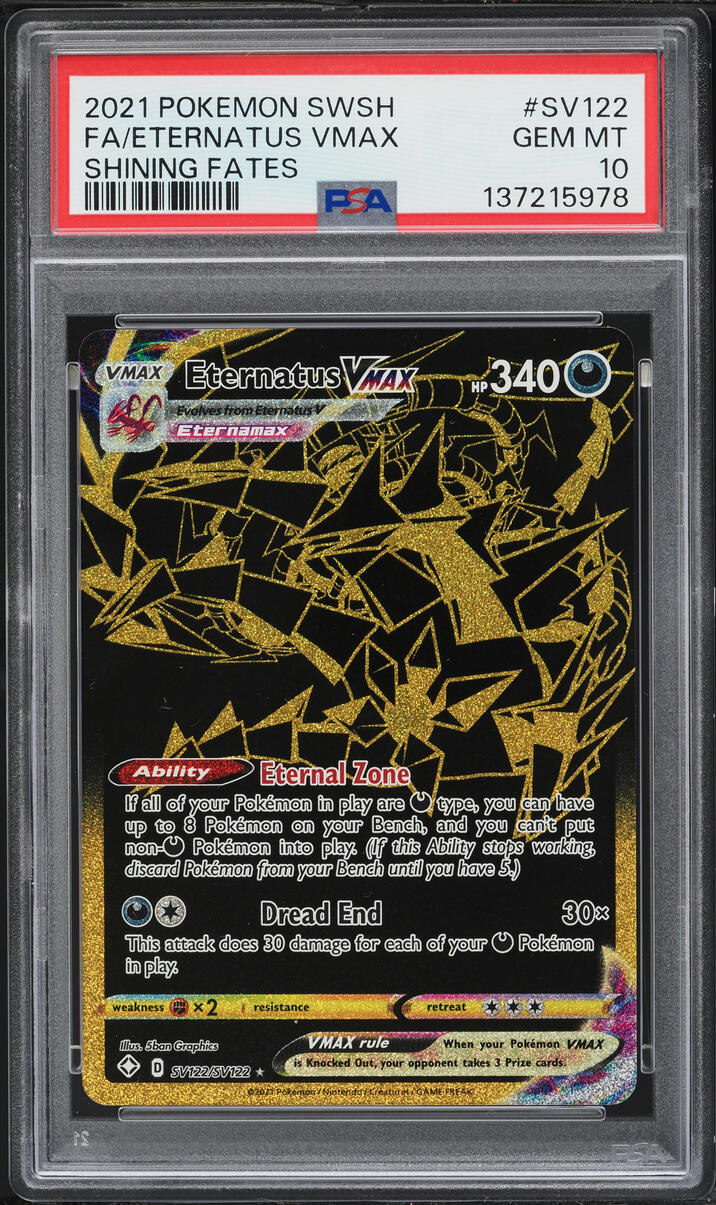 2021 Pokemon Sword & Shield Shining Fates Full Art Eternatus VMAX #SV122 PSA 10 GEM MINT