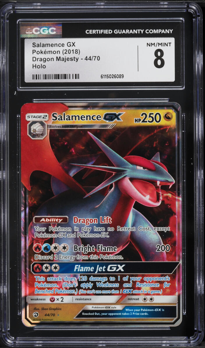 2018 Pokemon Sun & Moon Dragon Majesty Holo Salamence GX #44 CGC 8 NM-MT