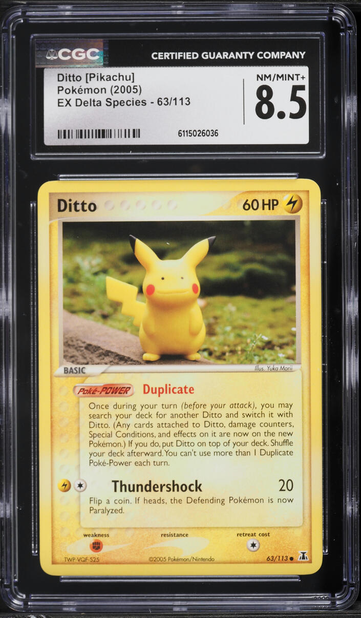 2005 Pokemon EX Delta Species Ditto [Pikachu] #63 CGC 8.5 NM-MT+
