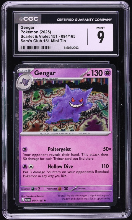 2025 Pokemon Scarlet & Violet 151 Sam's Club Mini Tin Gengar #94 CGC 9 MINT