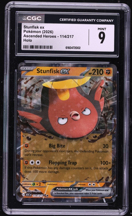 2026 Pokemon Mega Evolution Ascended Heroes Holo Stunfisk ex #114 CGC 9 MINT